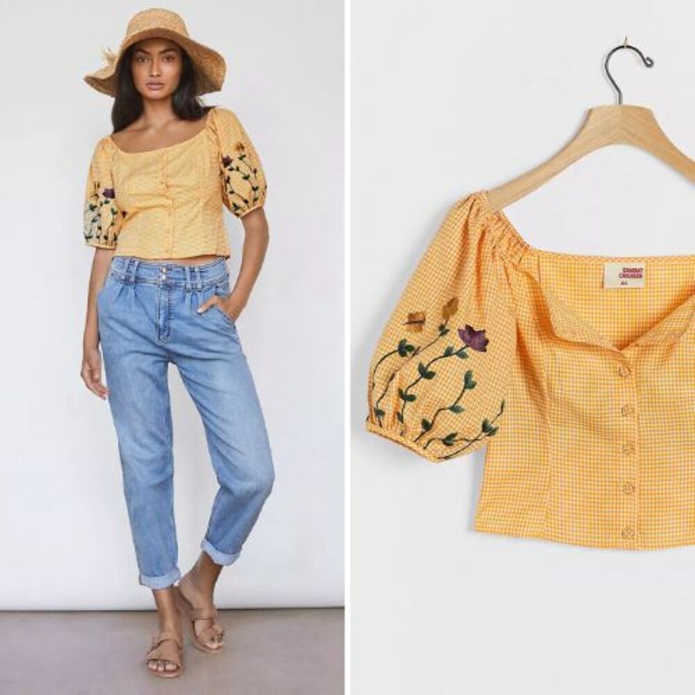 NWT Anthropologie x Samant Chauhan Amabella Embroidered Blouse | L